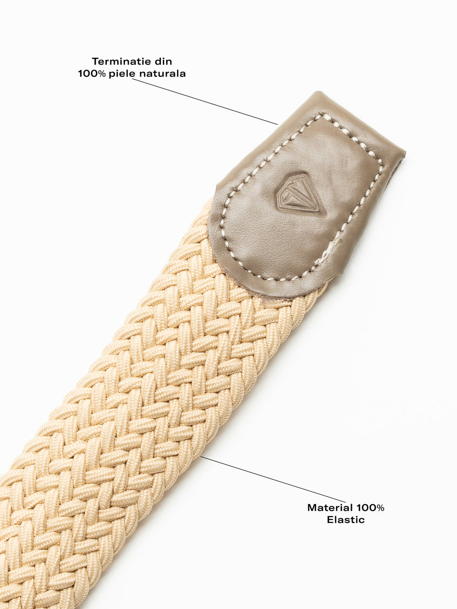 Curea Crem Barbati Material Textil Impletit BMan105 (3)