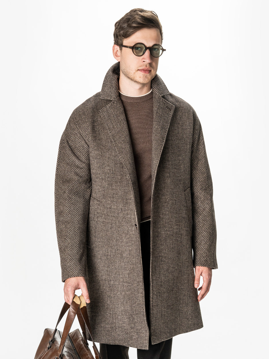 Palton Maro Houndstooth Barbati Relaxed Fit 100% Lana BMan0008 (3)
