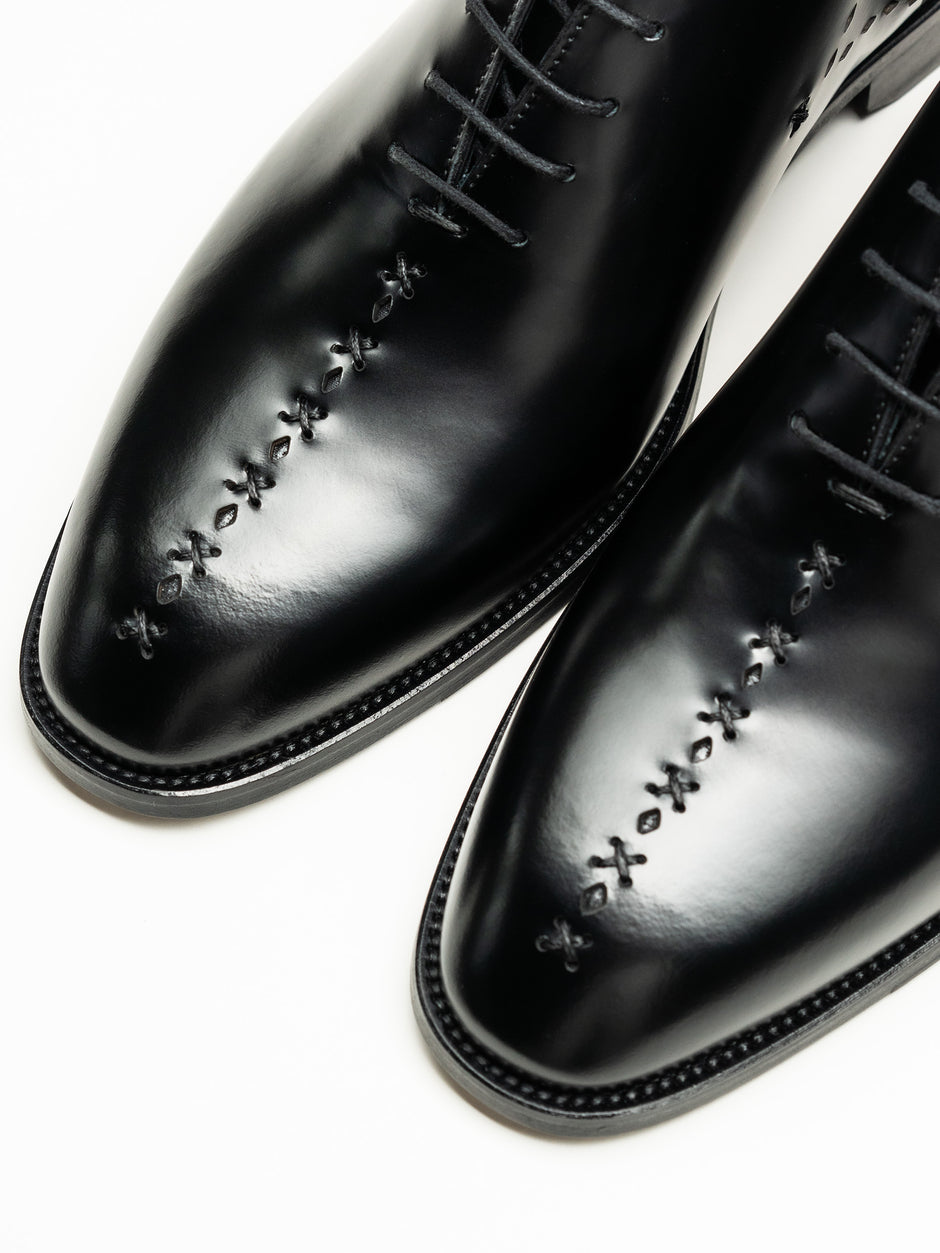Pantofi Oxford Barbati Eleganti Negru Semi-Lucios Piele Naturala Design Prato BMan0336 (4)