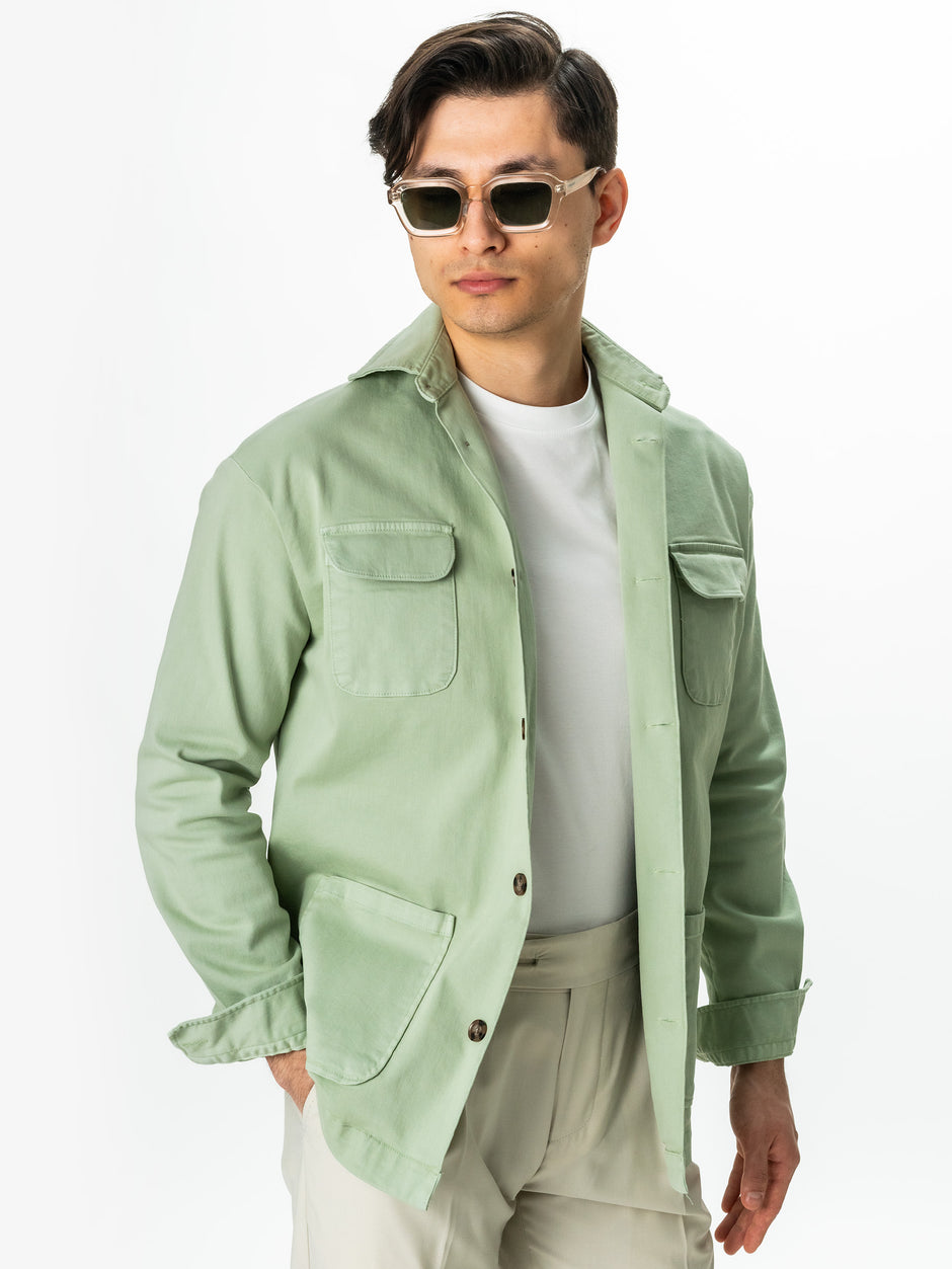 Jacheta Verde Lime Tip Camasa Overshirt Barbati Din 100% Bumbac BMan0038 (7)