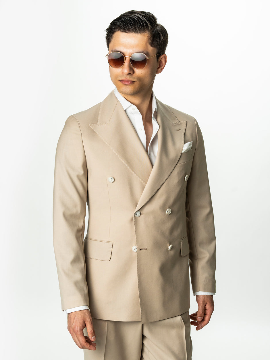 Costum Crem Nisip Barbati De Vara Lana Vitale Barberis Super110 BMan0052 (2)