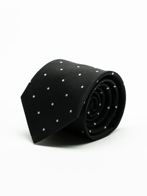Cravata Barbati Neagra Imprimeu Puncte Albe BMan917 (1)
