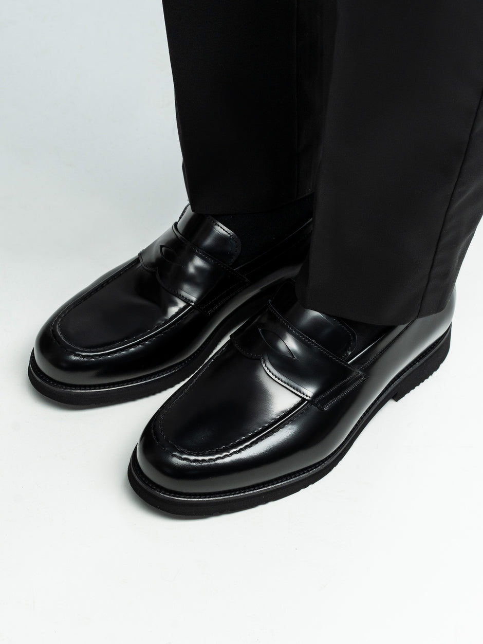 Mocasini Negru Semilucios Barbati Din Piele Naturala Formal Loafers Bman222 (10)