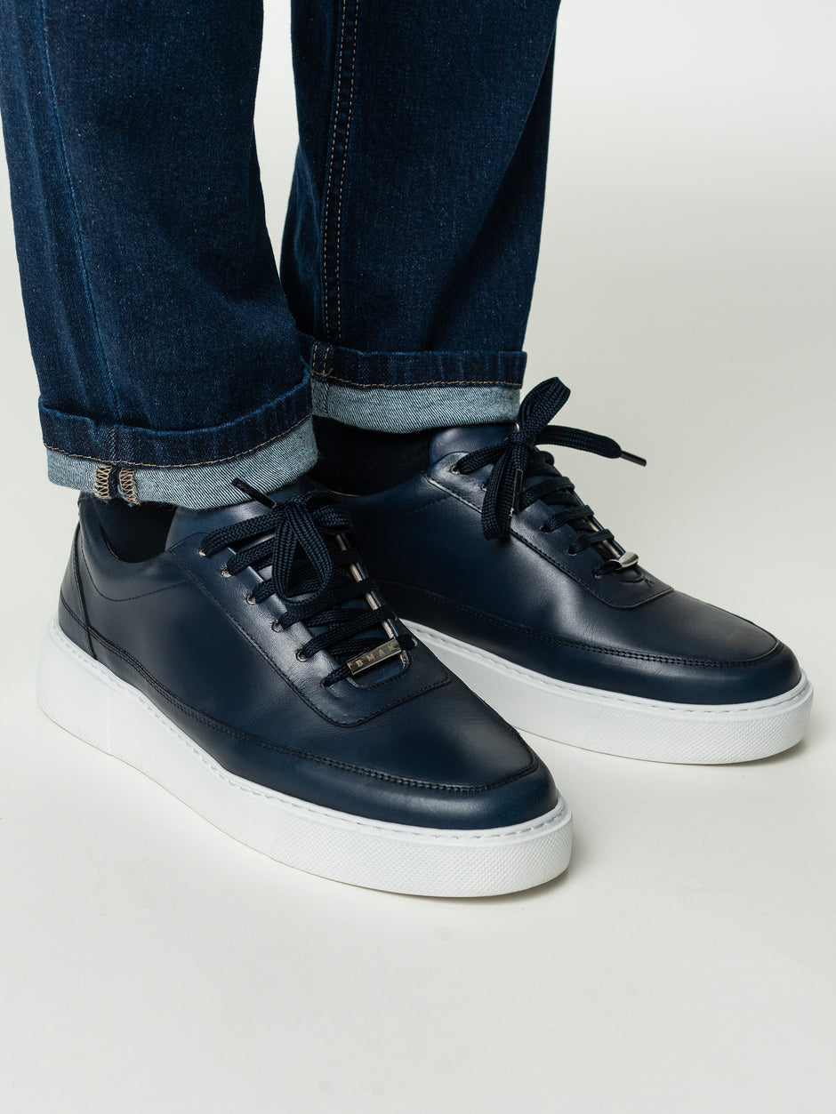 Pantofi Casual Barbati Albastri Sneakers 100% Piele Naturala Bman0383 (7)