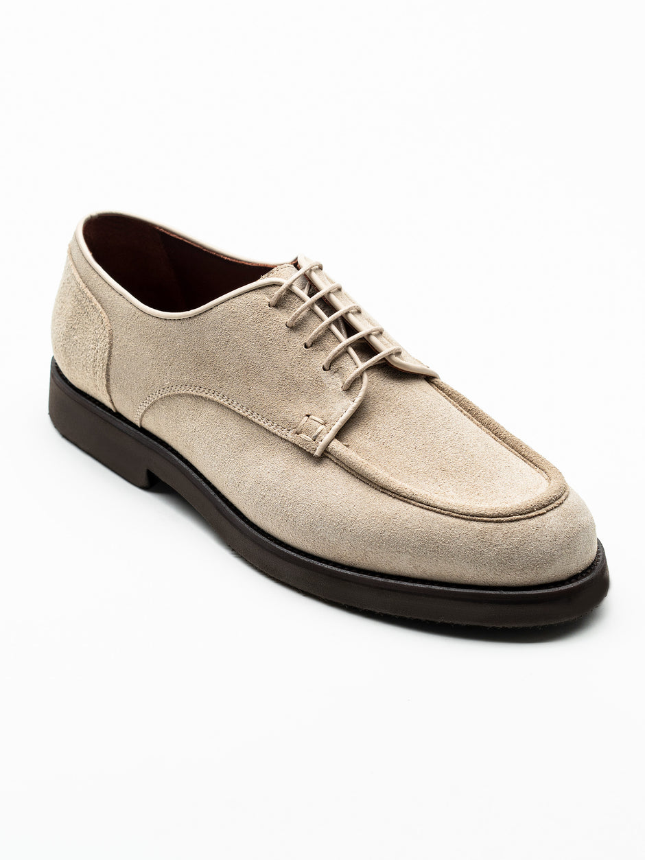 Pantofi Barbati Derby Piele Intoarsa Crem BMan0427 (6)