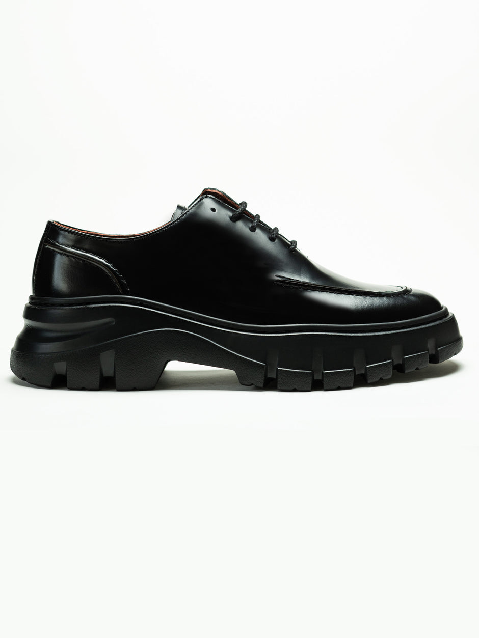 Pantofi Negri Semiluciosi Barbati Din Piele Naturala Design Zante BMan0420 (5)