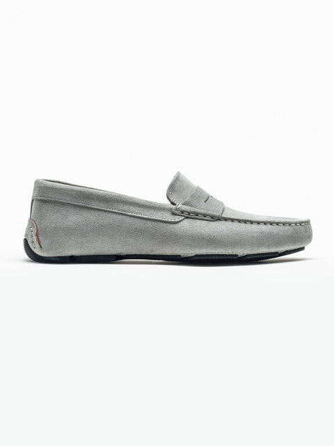 Mocasini Barbati Penny Gri Din Piele Intoarsa BMan224