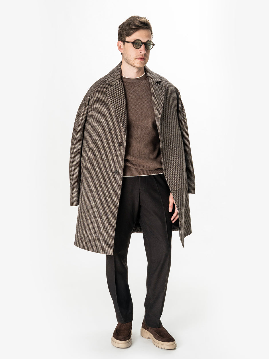 Palton Maro Houndstooth Barbati Relaxed Fit 100% Lana BMan0008 (7)