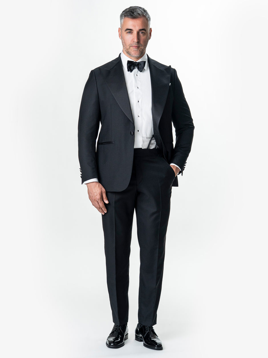 Costum Ceremonie Barbati Smoking Negru Mat Lana Vitale Barberis BMan341 (1)