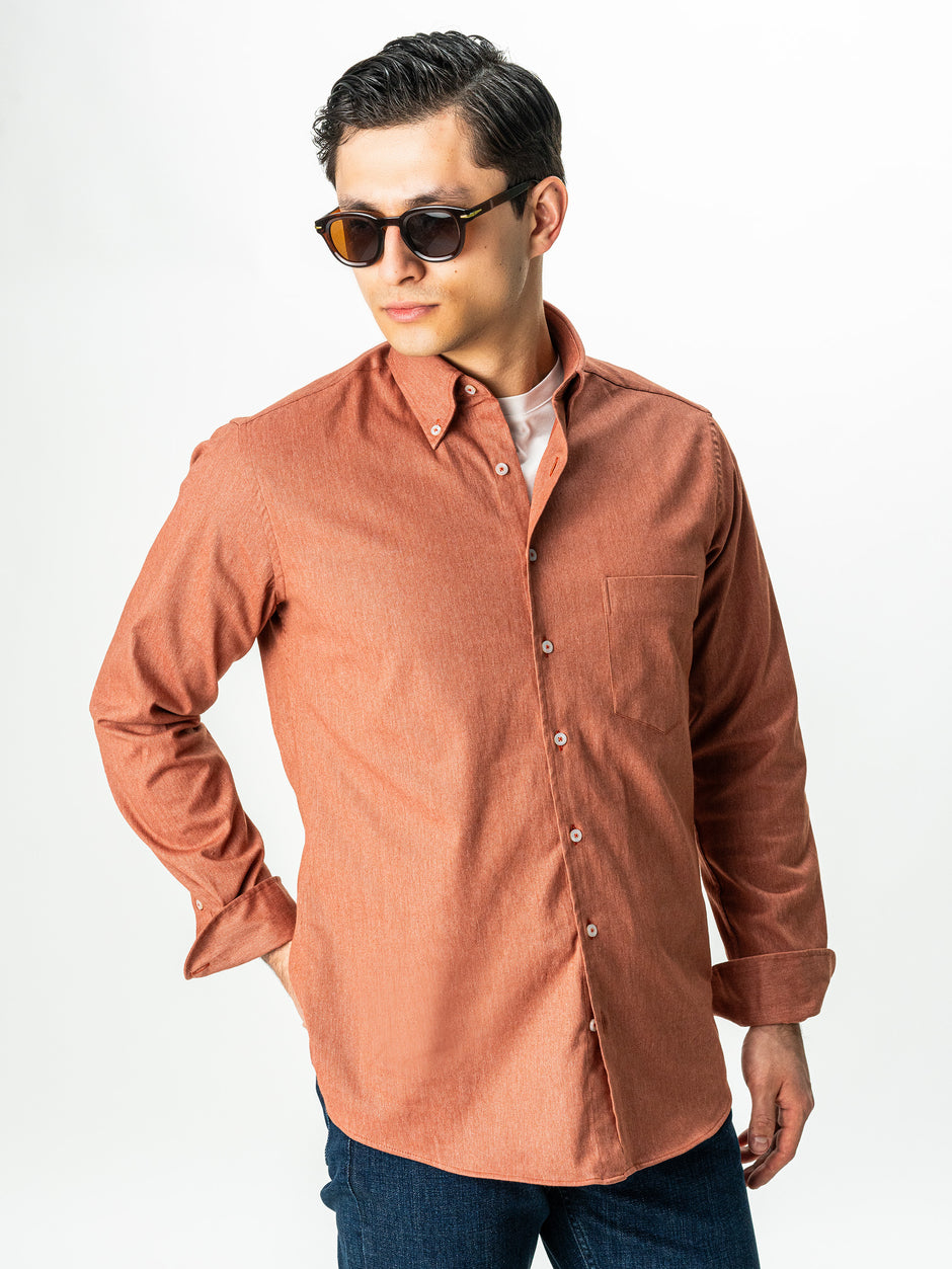 Camasa Barbati Casual Caramizie Din Bumbac Natural Tip Flanel BMan0037 (4)
