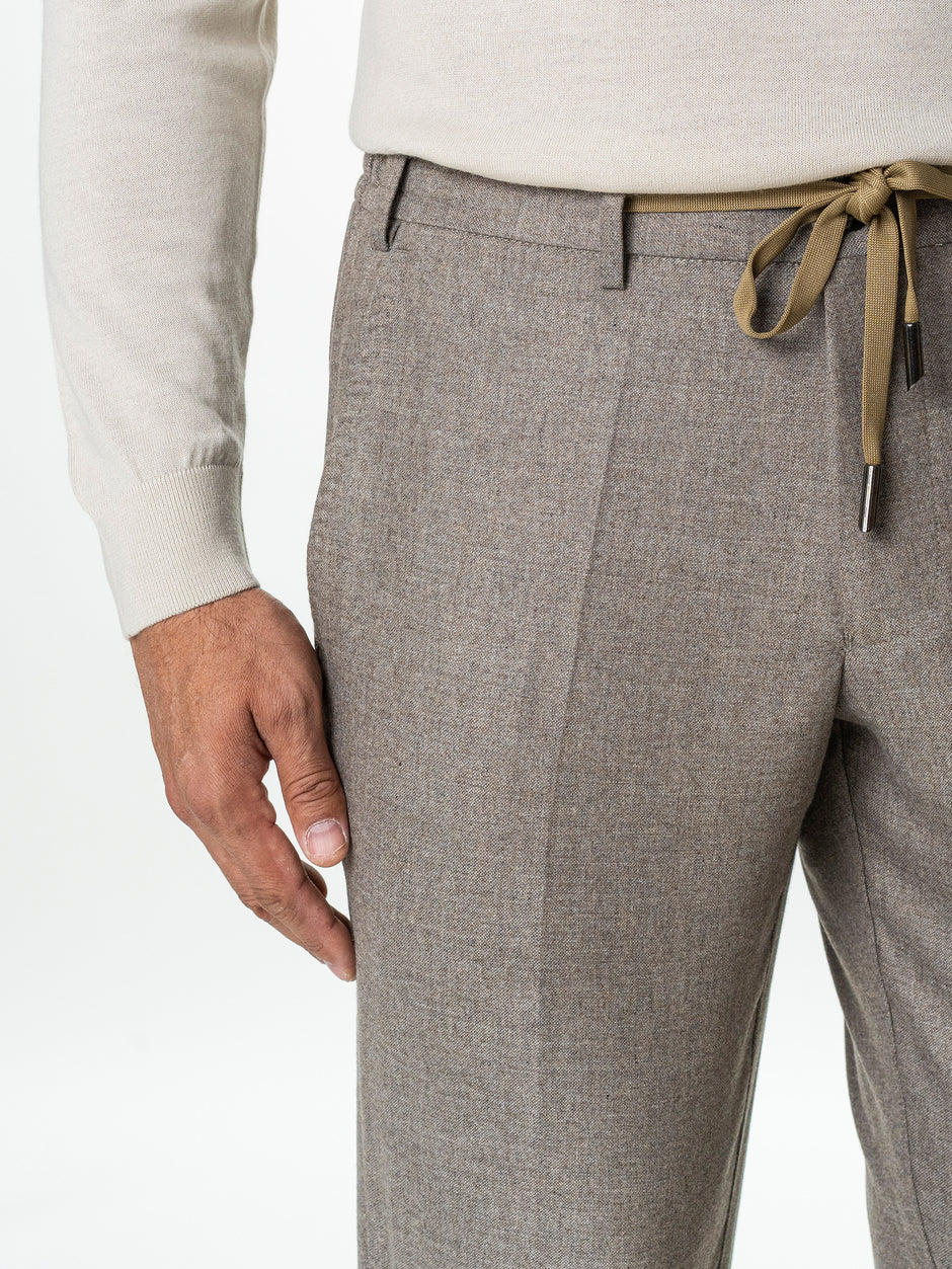 Pantaloni Barbati Crem Din Lana Cu Sistem Dublu De Inchidere BMan0015 (3)