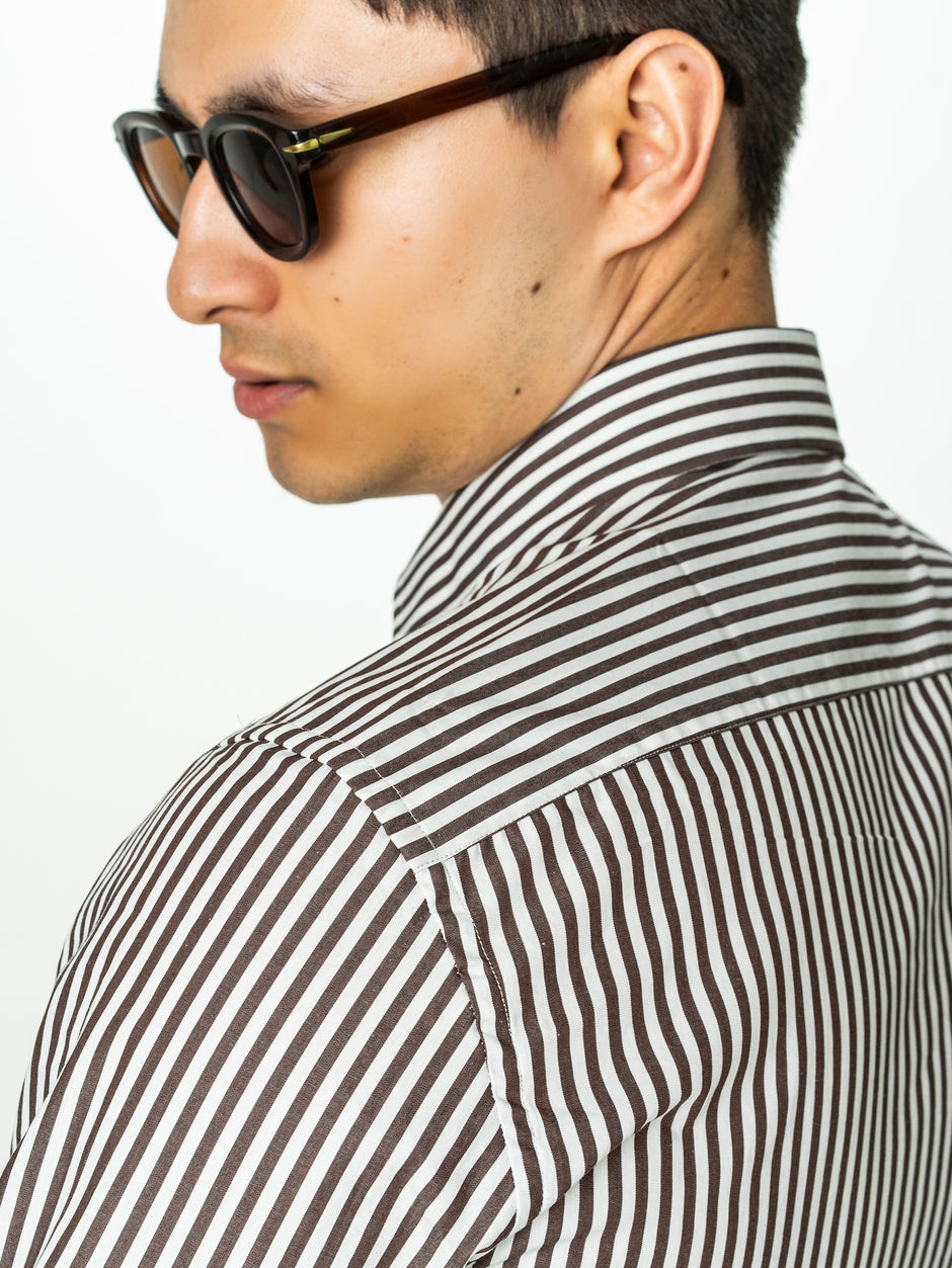 Camasa Barbati Alba cu Dungi Cafenii Smart Casual BMan0002 (6)