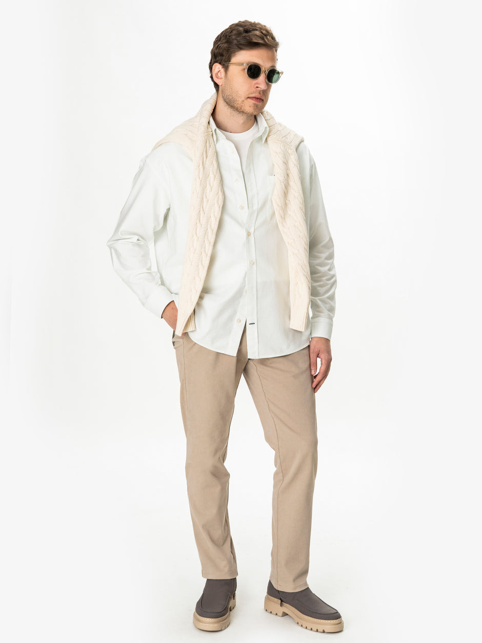 Camasa Casual Overshirt Alba Dungi Olive Barbati Bumbac BMan0500 (2)