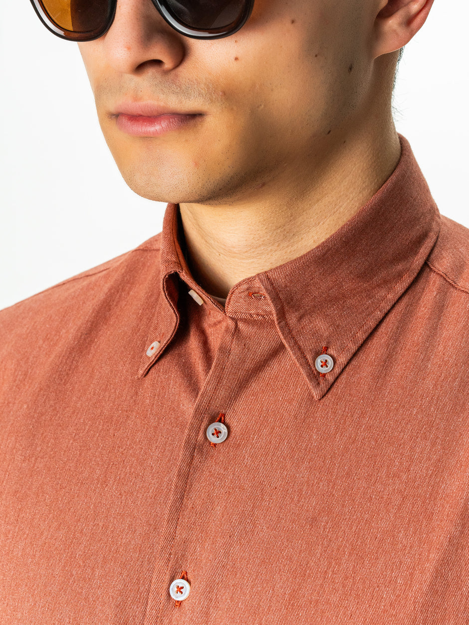 Camasa Barbati Casual Caramizie Din Bumbac Natural Tip Flanel BMan0037 (6)