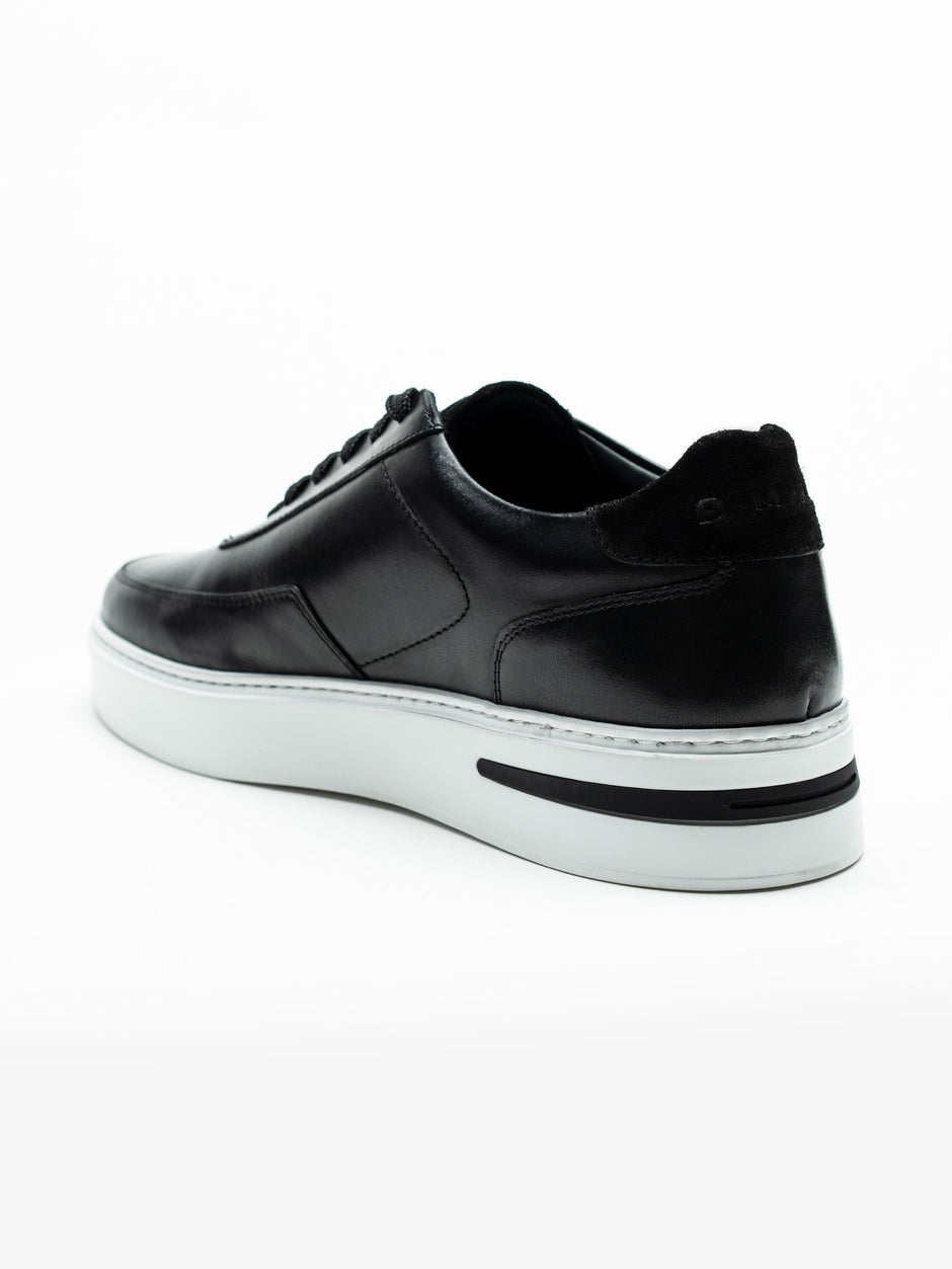 Pantofi Casual Barbati Negri Sneakers 100% Piele Naturala BMan0357 (7)