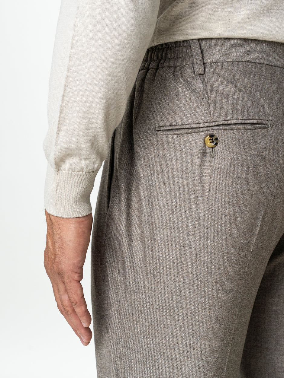 Pantaloni Barbati Crem Din Lana Cu Sistem Dublu De Inchidere BMan0015 (7)