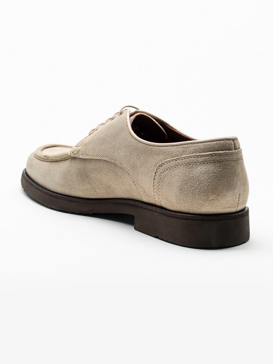 Pantofi Barbati Derby Piele Intoarsa Crem BMan0427 (5)