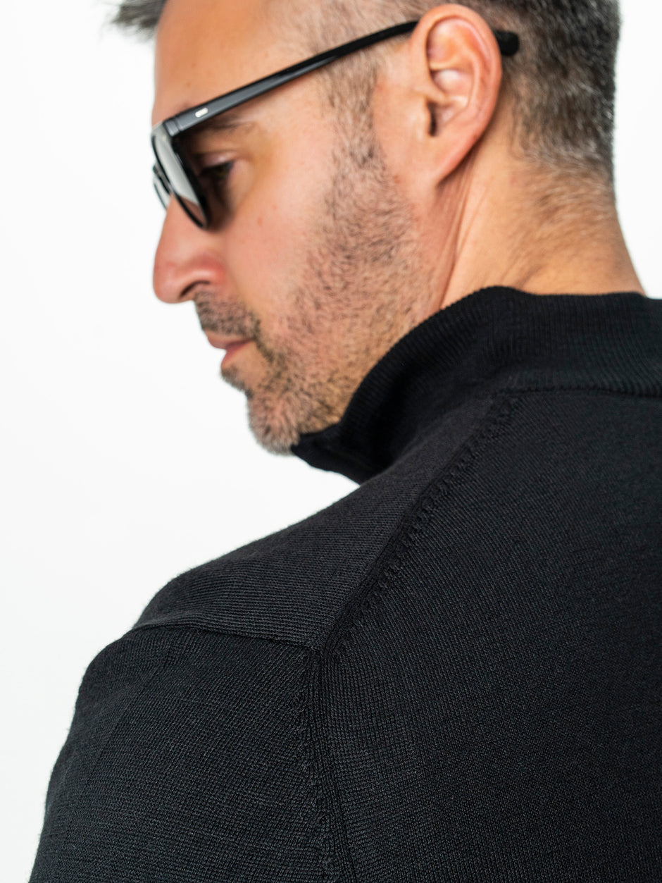 Pulover Cu Fermoar Negru Barbati Office Lana Merino Falco BMan0003 (8)