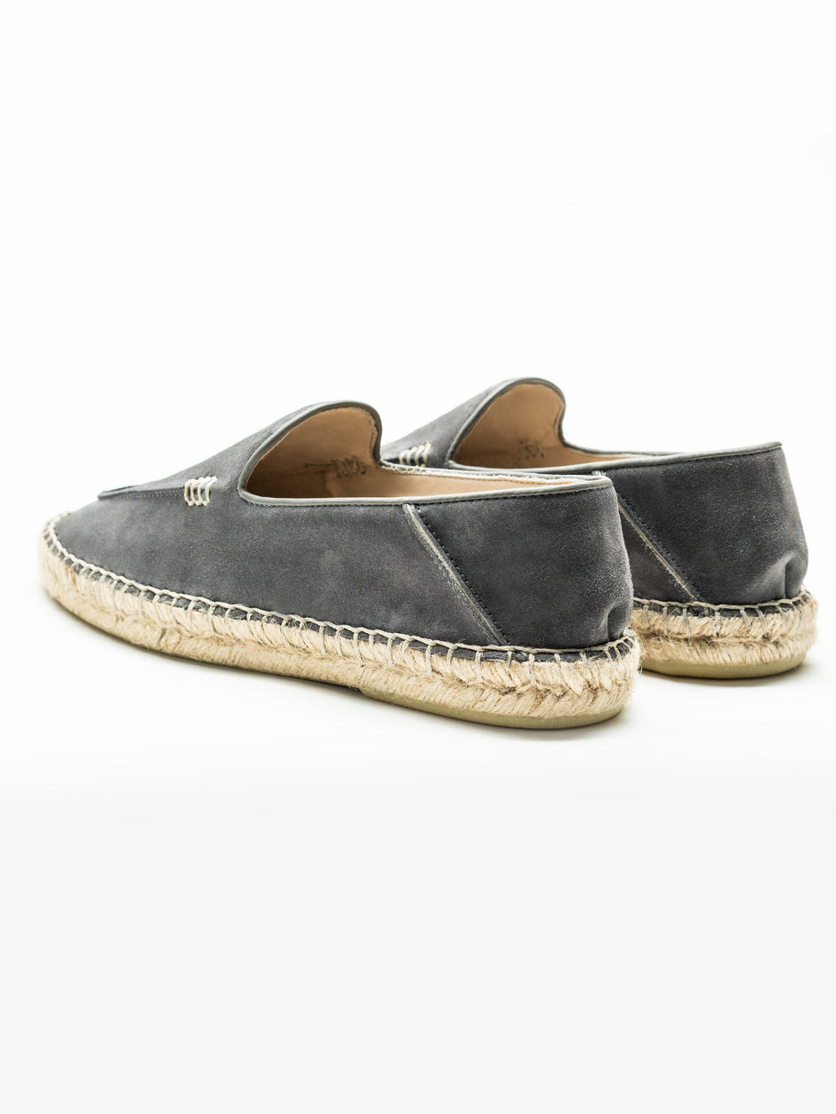 Espadrile De Vara Barbati Gri Antracit Din Piele Naturala Cusute Manua Mocasini BMan219 (12)