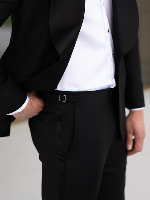 Costum Mire Negru Formal Tip Smoking Ceremonie Rever Shawl BMan0024 (4)