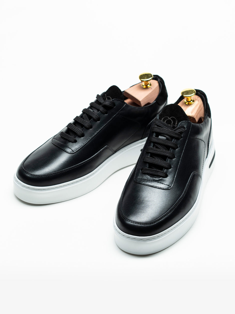 Pantofi Casual Barbati Negri Sneakers 100% Piele Naturala BMan0357 (4)