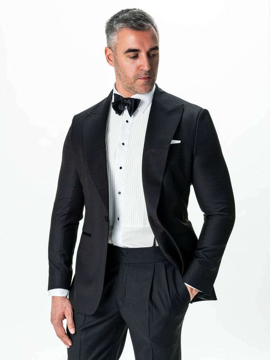 Tinuta Mire Smoking Barbati Negru Formal Ceremonie Stofa Santo BMan0405 (8)