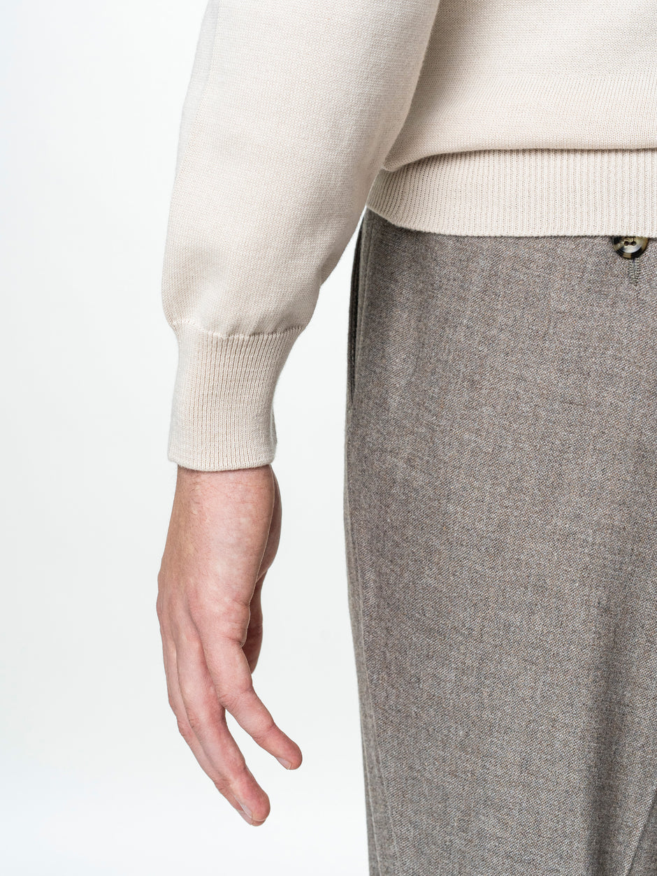 Pulover Barbati Crem Cu Fermoar Office Din Bumbac Levent BMan0001 (8)