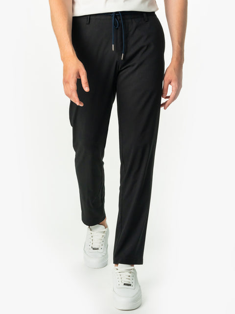 Pantaloni Flexo Cu Snur Barbati Negri Bumbac Natural Santanderia BMan713 (7)