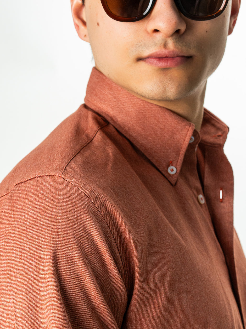 Camasa Barbati Casual Caramizie Din Bumbac Natural Tip Flanel BMan0037 (3)