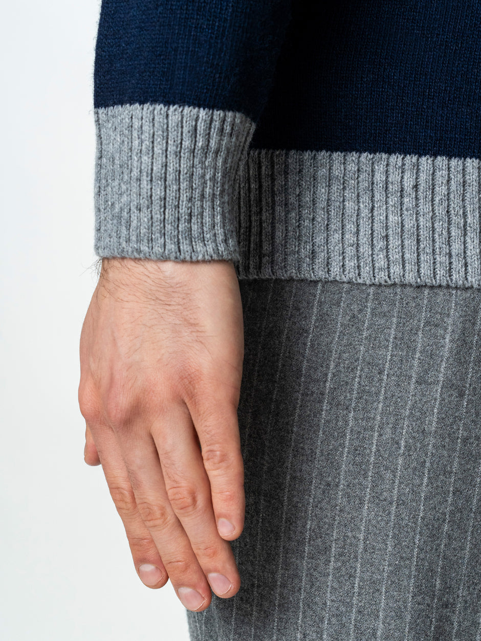 Pulover Barbati Bleumarin Cu Fermoar 100% Lana Lambswool BMan0035 (8)