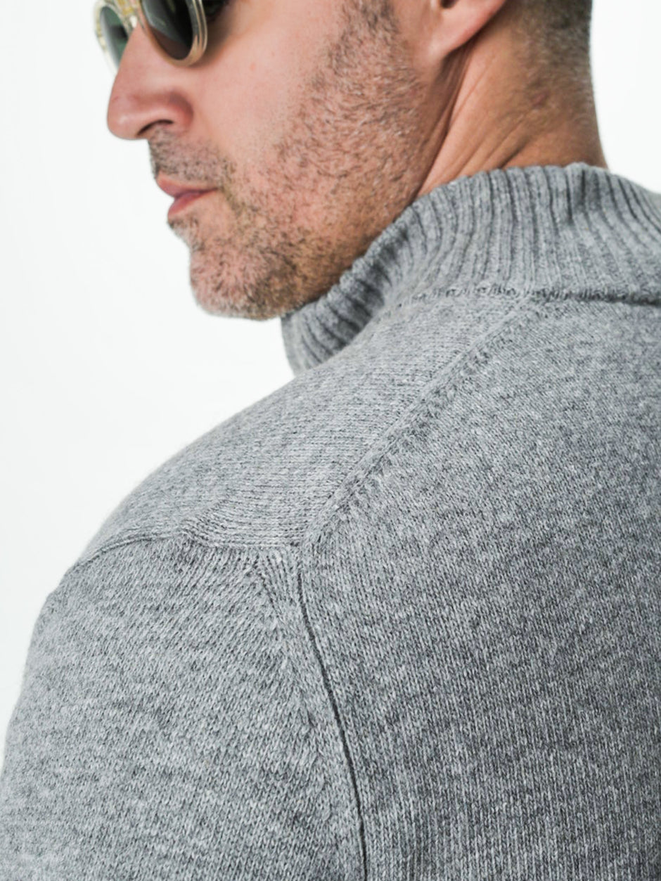 Pulover Barbati Gri Cu Fermoar 100% Lana Lambswool BMan0035 (8)