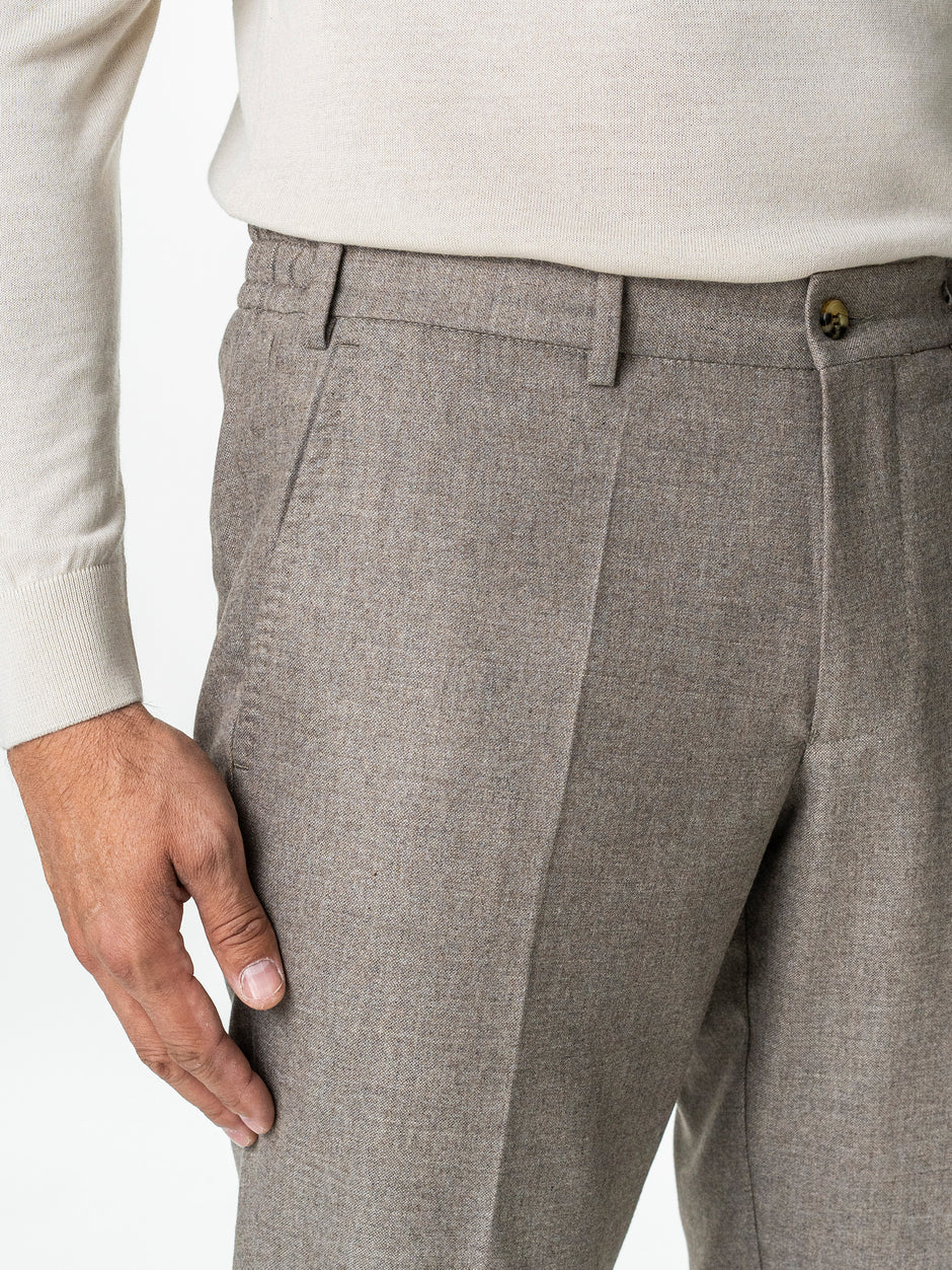 Pantaloni Barbati Crem Din Lana Cu Sistem Dublu De Inchidere BMan0015 (6)