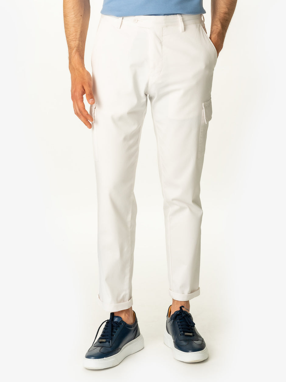 Pantaloni Cargo Barbati Crem Din 100% Bumbac Natural Santanderia BMan711 (4)
