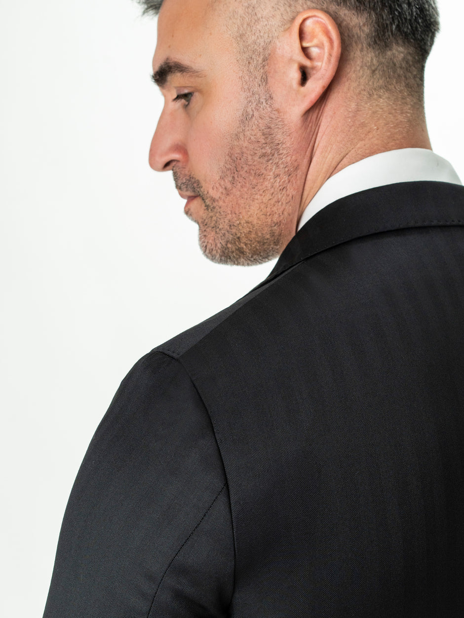 Costum Barbati Negru din 100% lana Italiana 130'S BMan0004 (9)