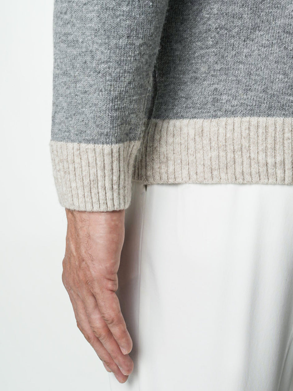 Pulover Barbati Gri Cu Fermoar 100% Lana Lambswool BMan0035 (9)