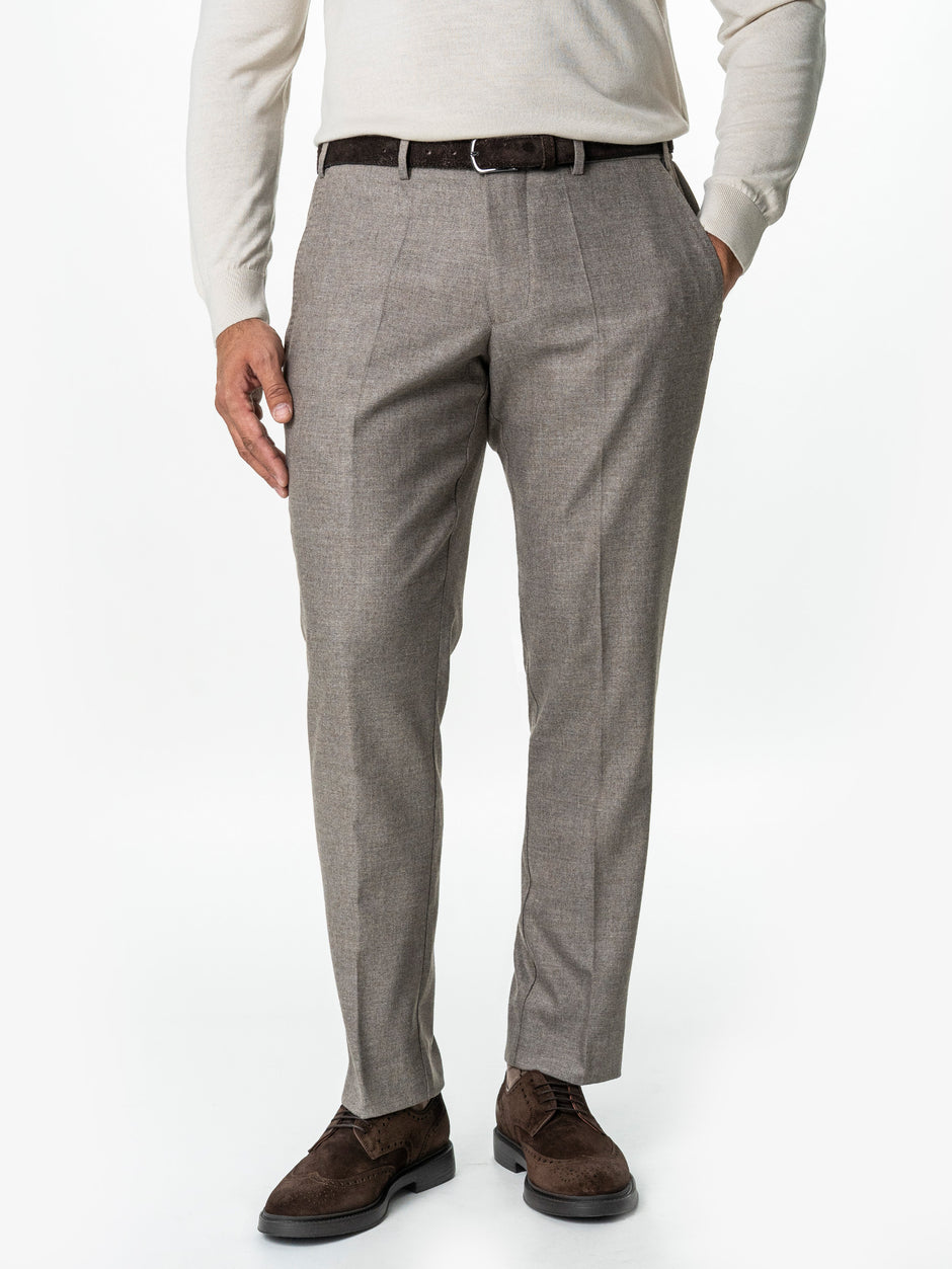 Pantaloni Barbati Crem Din Lana Cu Sistem Dublu De Inchidere BMan0015 (4)