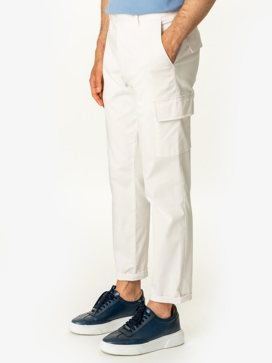 Pantaloni Cargo Barbati Crem Din 100% Bumbac Natural Santanderia BMan711 (1)