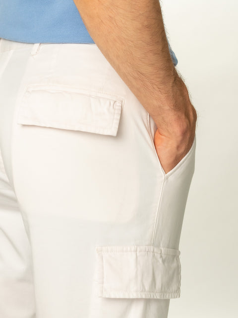 Pantaloni Cargo Bumbac Premium Egiptean Barbati Albi BMan711 (2)