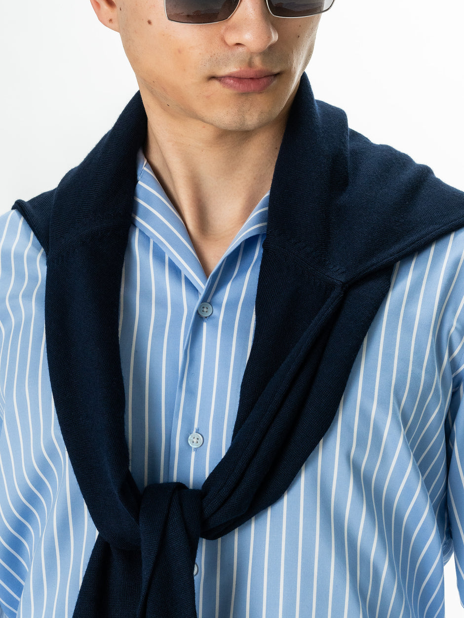 Camasa Barbati Albastru Bleu Dungi 100% Bumbac Italian Monti BMan0019 (2)