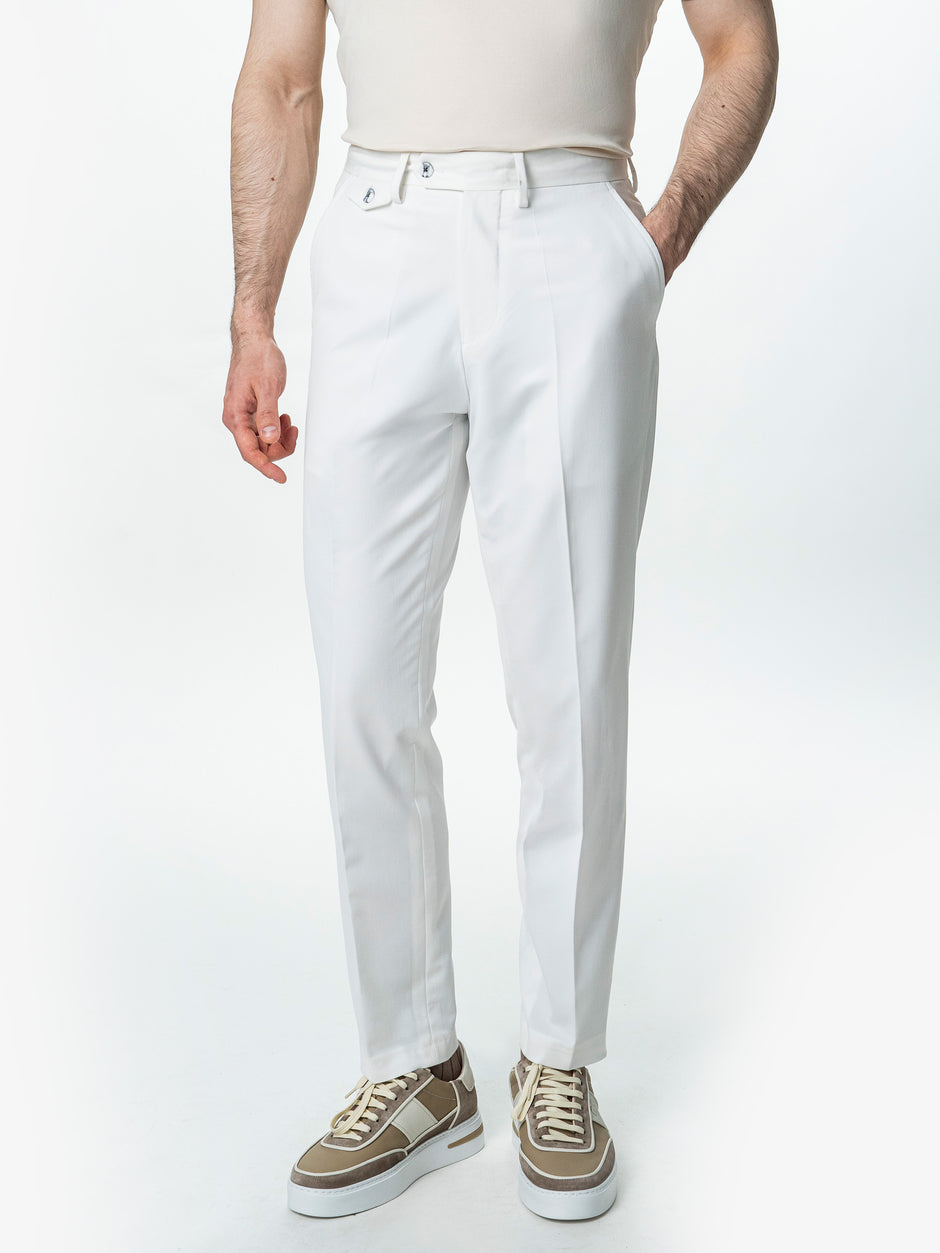 Pantaloni Barbati Albi Cu Talie Inalta Din Lana BMan0002 (5)