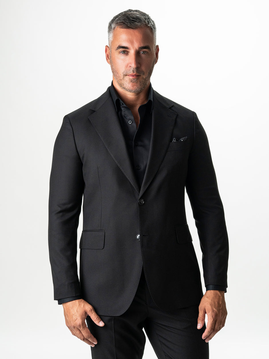 Costum Barbati Negru Vara 100% Lana BMan0058 (4)