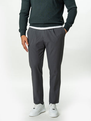 Pantaloni Casual Barbati Gri Din Spandex Cu Snur BMan0102