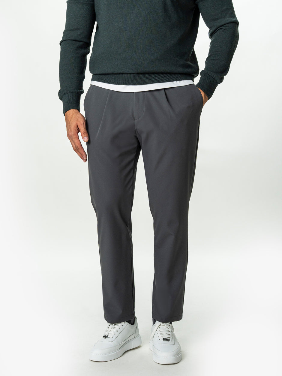 Pantaloni Casual Barbati Gri Din Spandex Cu Snur BMan0102 (1)