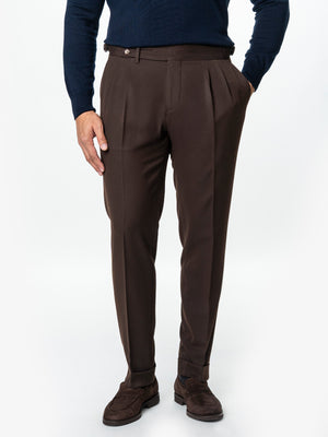 Pantaloni Barbati Cu Pense Model Gurkha Maro Cappuccino Stofa Confortabila BMan702
