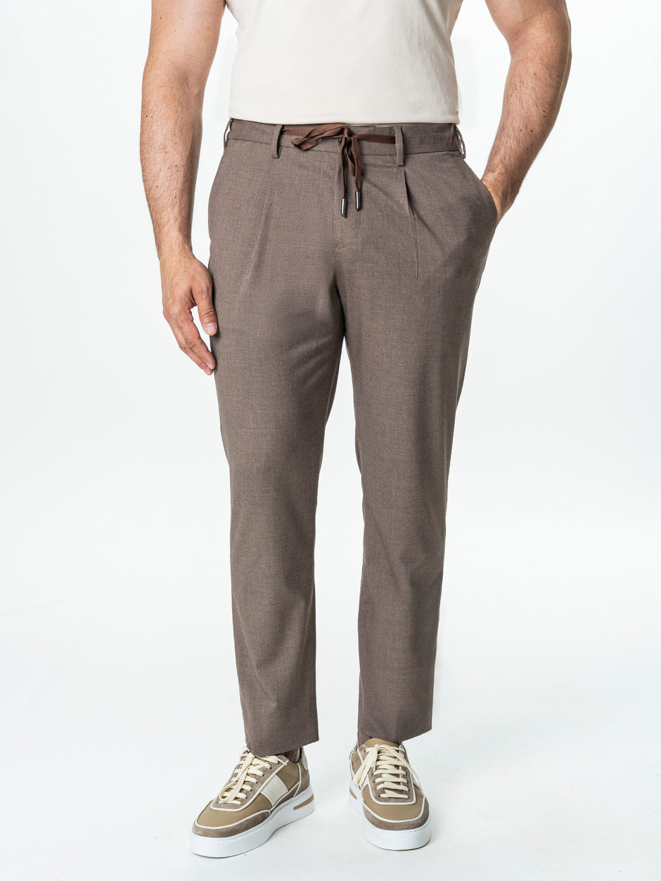 Pantaloni Barbati Casual Bej Taupe Din Lana BMan0104 (4)