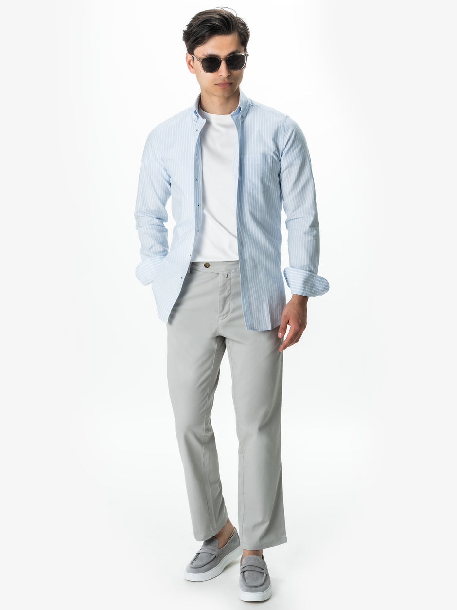 Pantaloni Casual Chinos Barbati Gri Bumbac Natural Santanderia BMan521 (3)