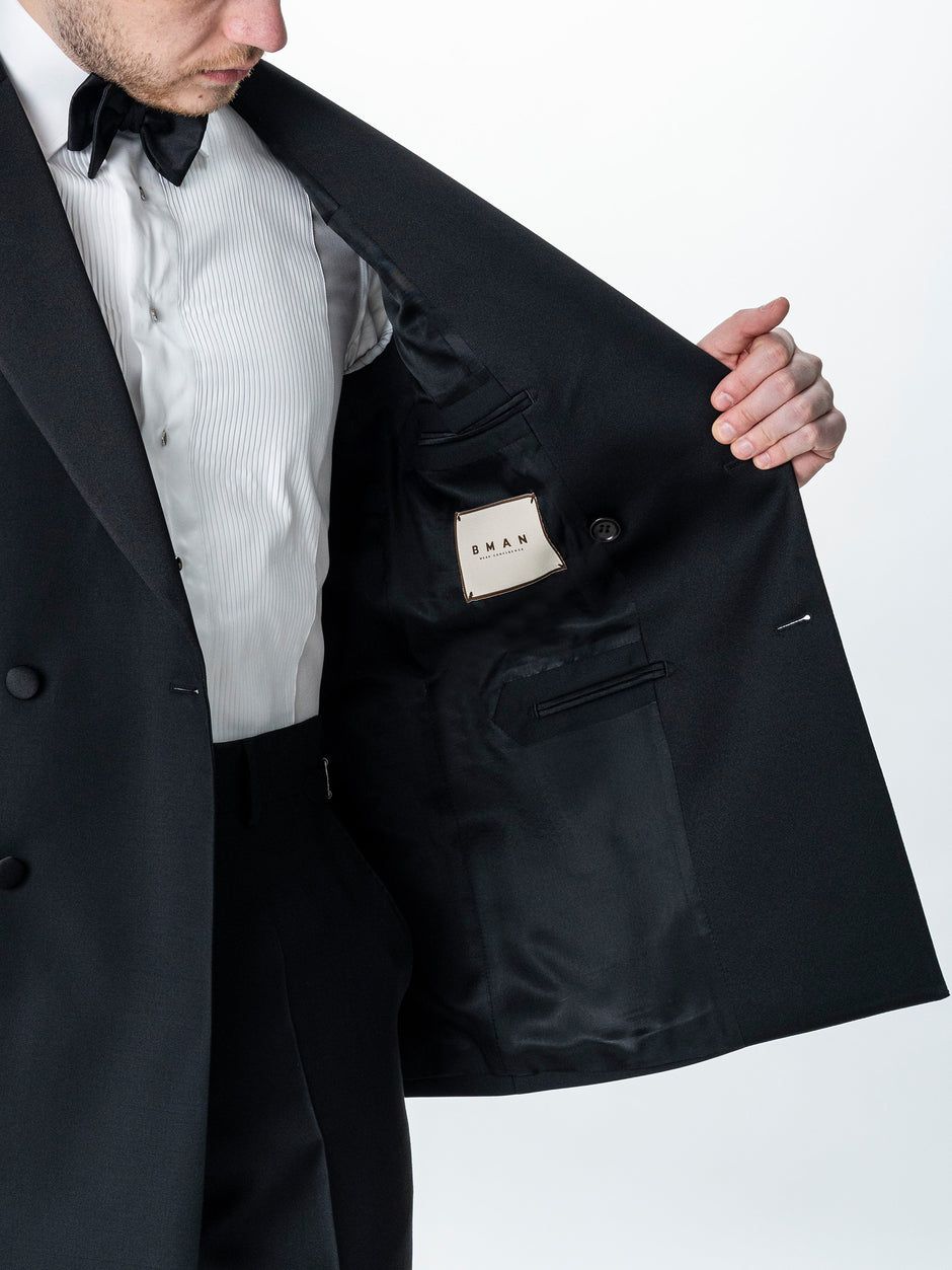 Costum Mire Smoking Doua Randuri Negru Lana Vitale BMan342 (9)