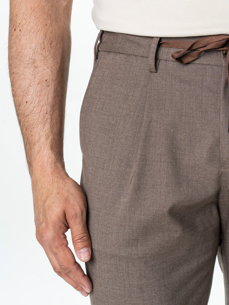 Pantaloni Barbati Casual Bej Taupe Din Lana BMan0104 (3)