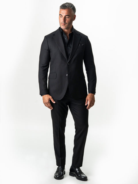 Costum Barbati Negru Vara 100% Lana BMan0058