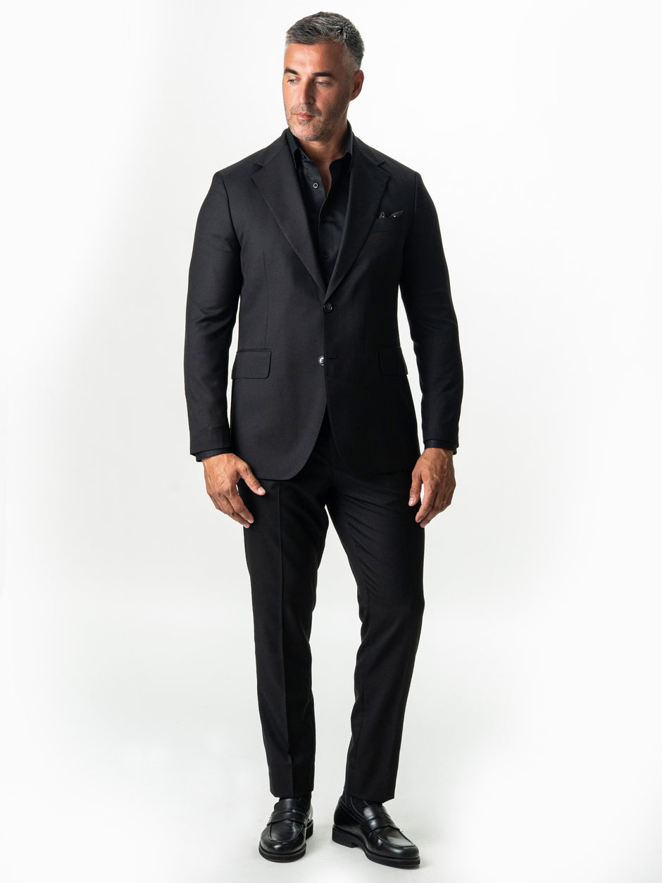 Costum Barbati Negru Vara 100% Lana BMan0058 (1)